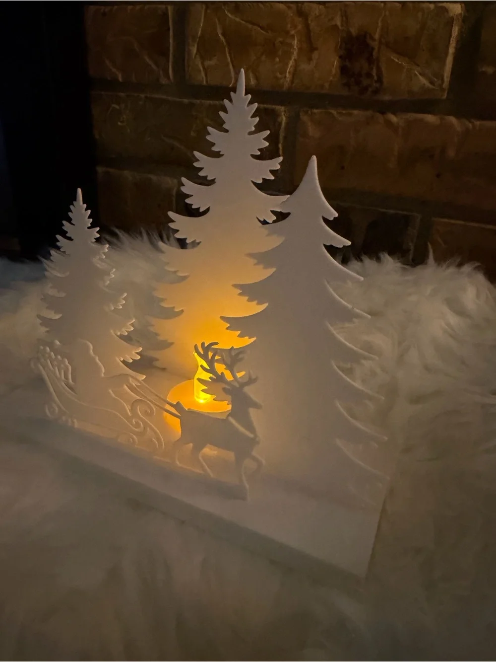 Hand Crafted 3D Printed White LED Forest Scene Holiday Décor NWOT